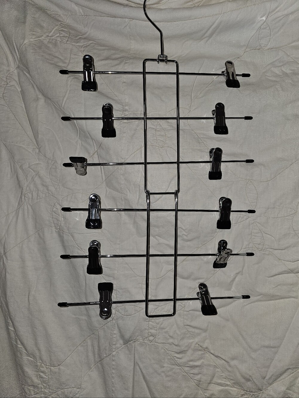Segmented Chrome Multi-Tier Clip Hanger with Black-tipped Clips